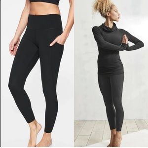 Athleta STASH POCKET SALUTATION TIGHT WITH POWERVITA" FABRIC. Black. Size M